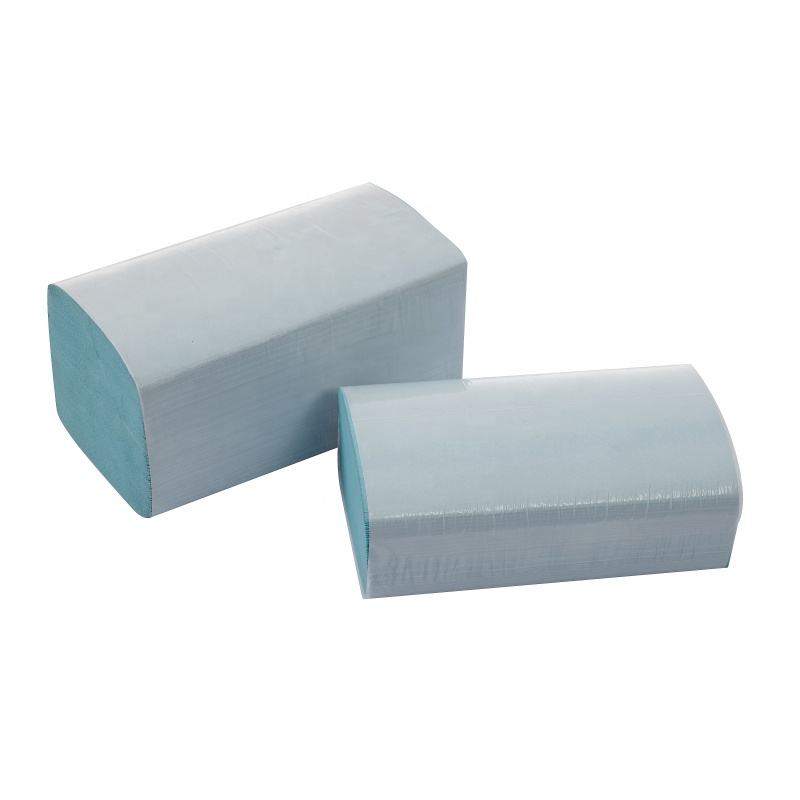 Commercial industrial hand drying disposable blue single fold paper towel