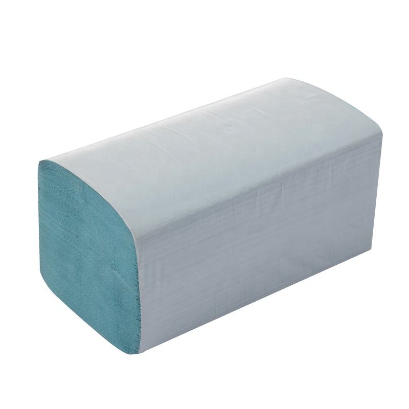 Commercial industrial hand drying disposable blue single fold paper towel